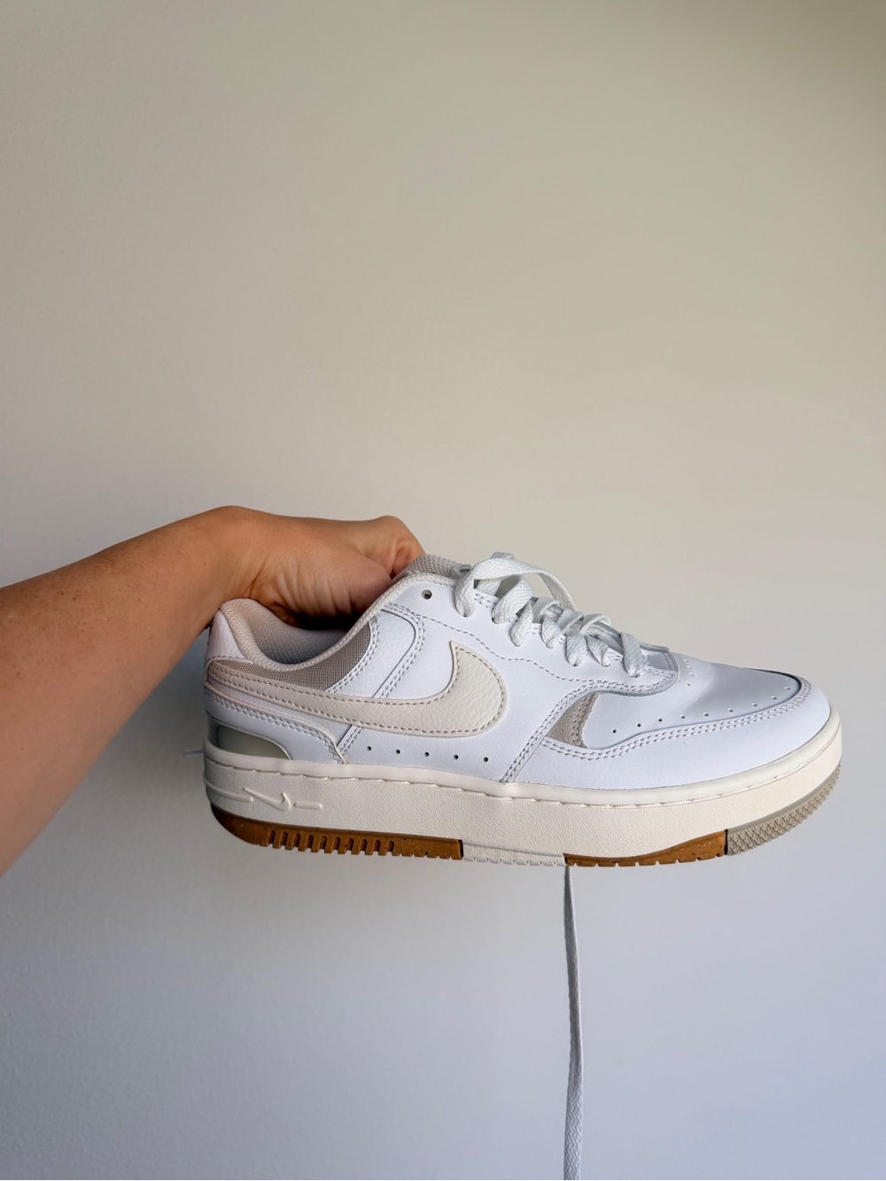 Nike Women’s White and Brown Platform Low-Top Sneakers